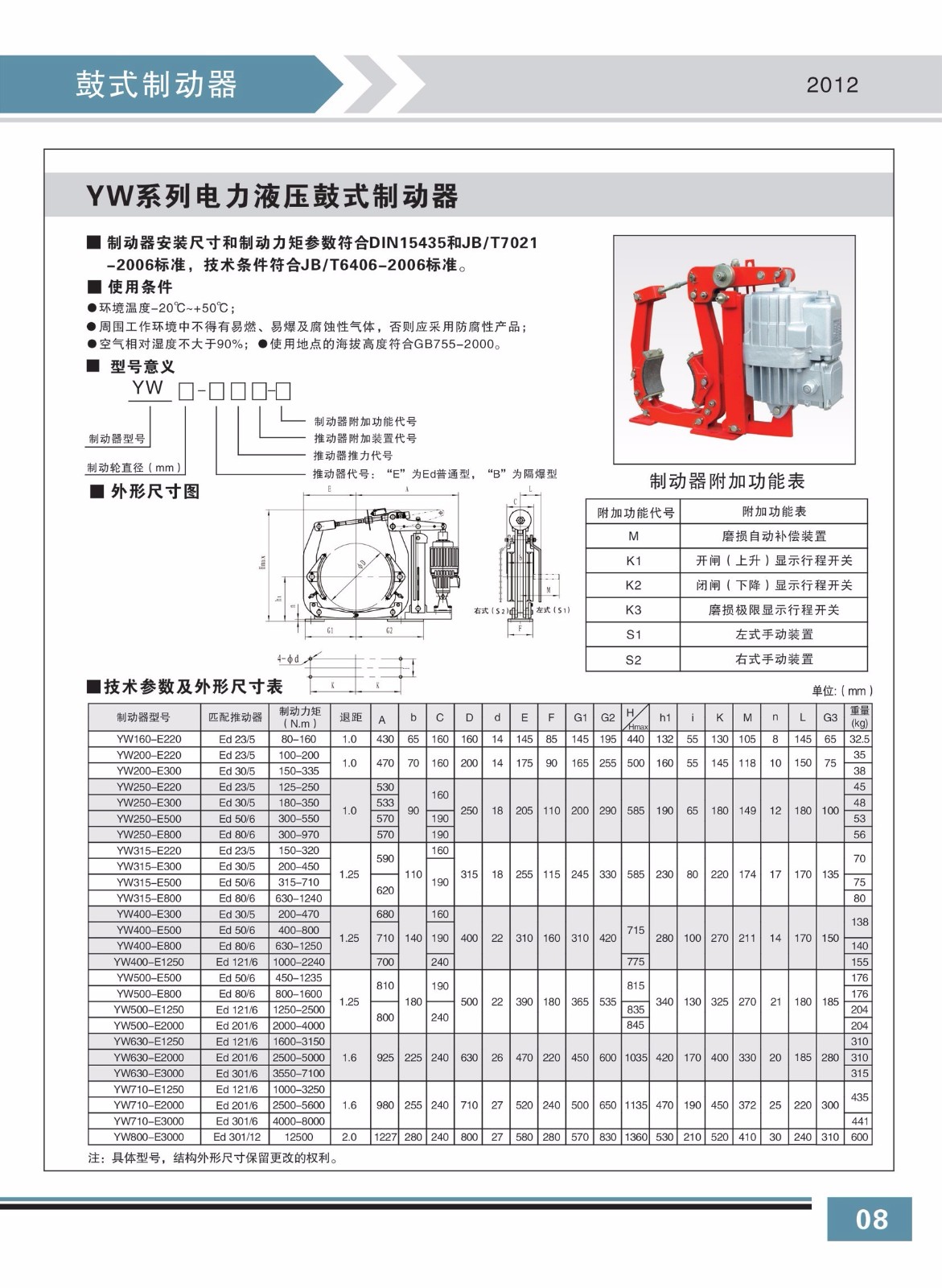 YW系列电力液压鼓式制动器